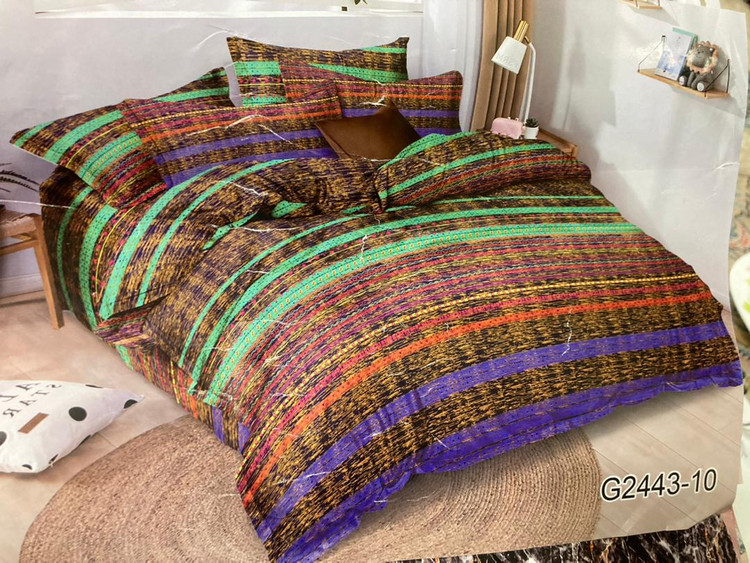 تصویر ست روتختی ۶ تکه دونفره پیگمنت با لحاف لایکو و روتختی کشدار مناسب چهار فصل