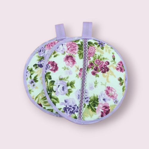 دستگیره گرد پارچهای نسوز قطر ۱۸ سانتیمتر با تریم دو رنگ – مناسب قابلمه و تابه