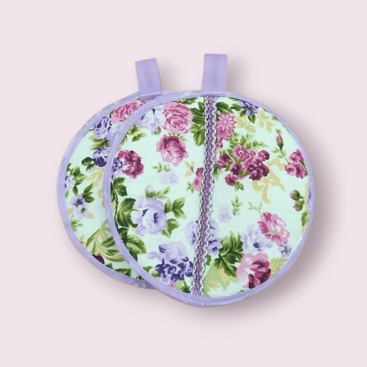 دستگیره گرد پارچهای نسوز قطر ۱۸ سانتیمتر با تریم دو رنگ – مناسب قابلمه و تابه