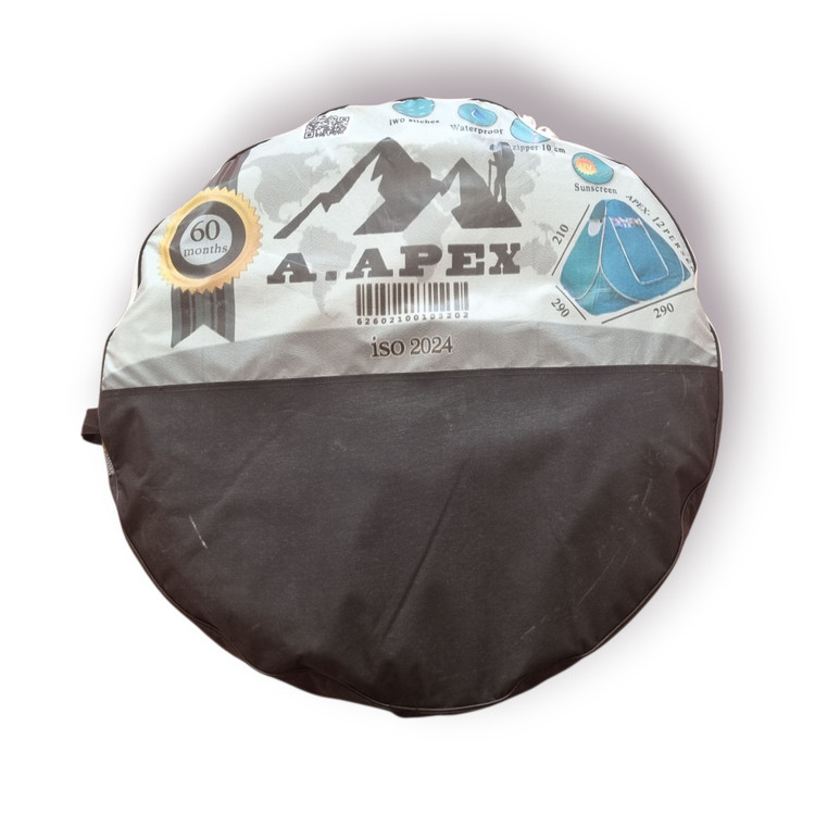 چادر مسافرتی ۱۲ نفره برند Apex با بدنه برزنتی، دو درب، کفی ضدآب، زیپ شماره ۱۰ و ۸ قفل مهار – مناسب سفرهای خانوادگی و گروهی