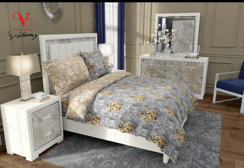 سرویس روتختی دو نفره آنسل مدل پیگمنت با لحاف مغزی دوزی شده و دو روبالشی و دو کوسنی