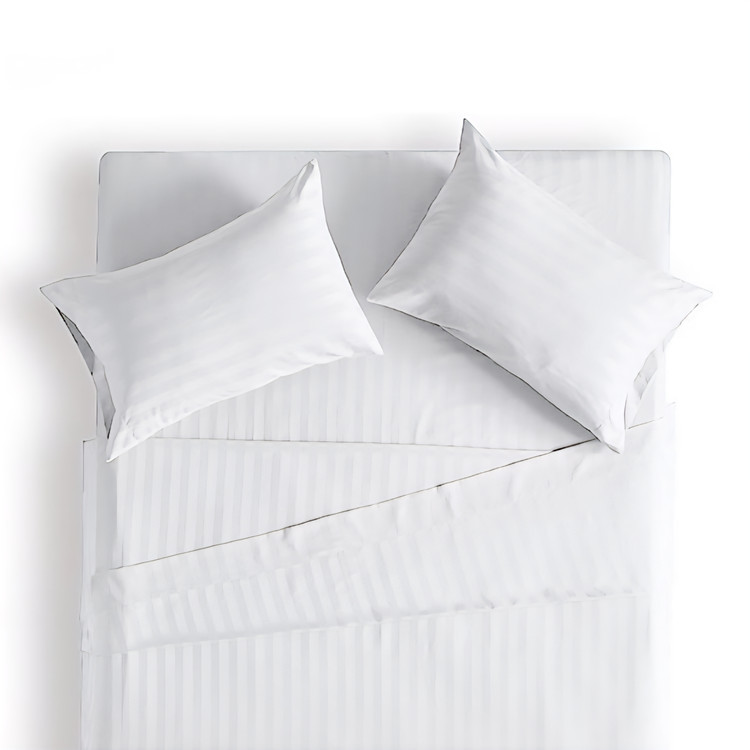 سرویس روتختی دونفره میکرو هتلی راهراه شیک – کاور تخت و روبالشی ا سفید