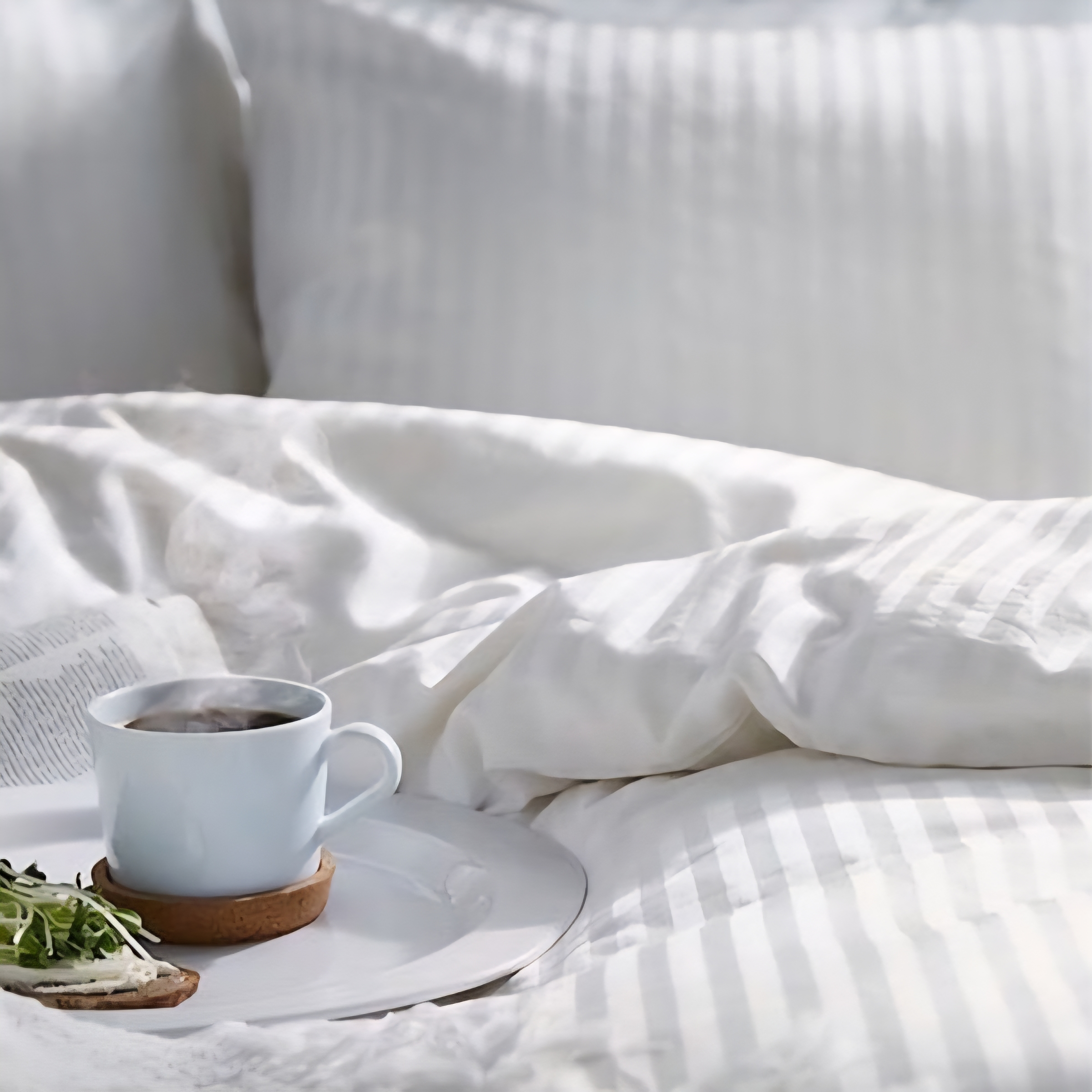 سرویس روتختی دونفره میکرو هتلی راه‌راه شیک – کاور تخت و روبالشی ا سفید