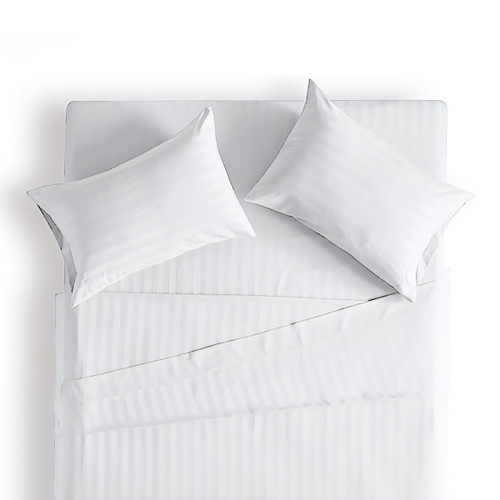 سرویس روتختی دونفره میکرو هتلی راهراه شیک – کاور تخت و روبالشی ا سفید