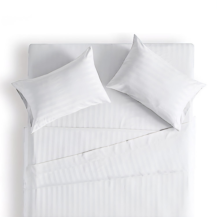 سرویس روتختی دونفره میکرو هتلی راهراه شیک – کاور تخت و روبالشی ا سفید