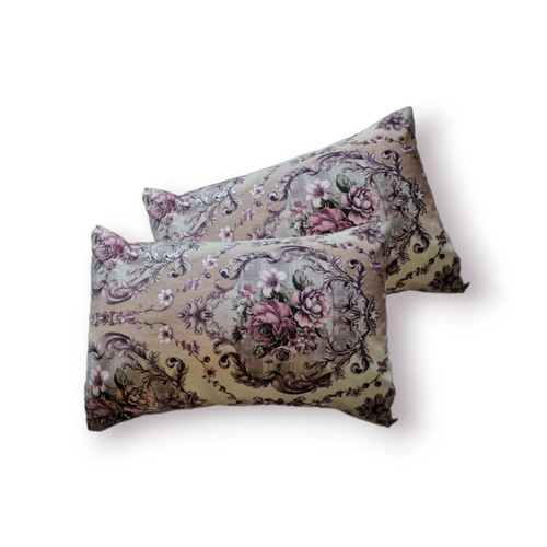 روبالشی مخمل نقره کوب دو عددی گل ارغوانی