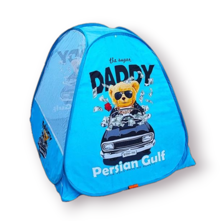 چادر بازی کودک فانتزی با بدنه پلیاستر مقاوم، توری حریر، درب شمعی و فنر فولادی – سایز ۱۳۰×۱۳۰