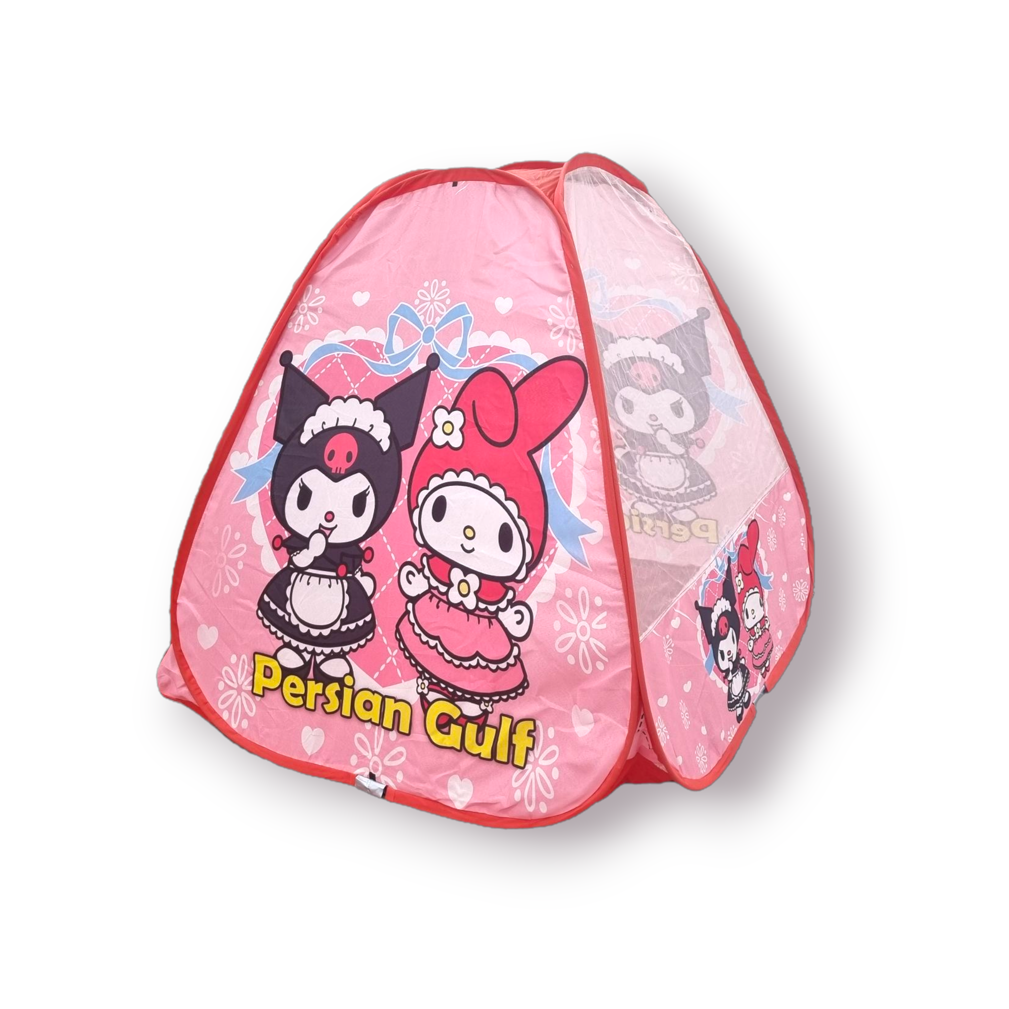 چادر بازی کودک فانتزی با بدنه پلی‌استر مقاوم، توری حریر، درب شمعی و فنر فولادی – سایز ۱۳۰×۱۳۰