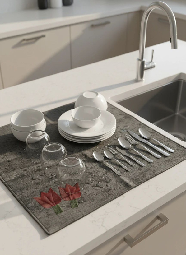 نمگیر پارچه مبلی دو رو طرح شیک مخصوص روی کابینت آشپزخانه آلامتو کالا