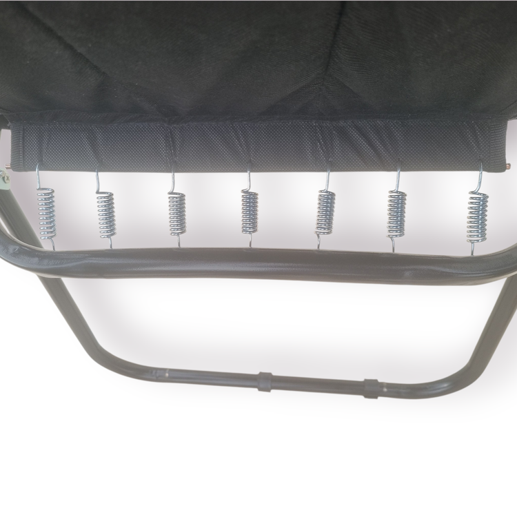 صندلی سفری تاشو ۷ فنره با بدنه فلزی مقاوم، دسته ABS و نشیمن برزنتی فومدار مناسب کمپینگ