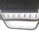 صندلی سفری تاشو ۷ فنره با بدنه فلزی مقاوم، دسته ABS و نشیمن برزنتی فومدار مناسب کمپینگ