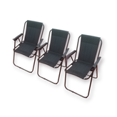 صندلی سفری تاشو ۷ فنره با بدنه فلزی مقاوم، دسته ABS و نشیمن برزنتی فومدار مناسب کمپینگ