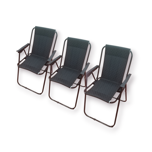 صندلی سفری تاشو ۷ فنره با بدنه فلزی مقاوم، دسته ABS و نشیمن برزنتی فومدار مناسب کمپینگ