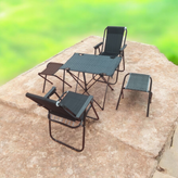 ست میز استراکچر همراه دو صندلی ۷ فنره و دو صندلی ضربدری پایه بلند مناسب کمپینگ خانوادگی