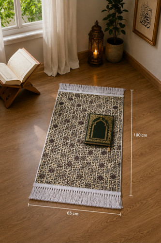 سجاده ترکمن ریشهدار با طرح سنتی و پارچه ضخیم PP
